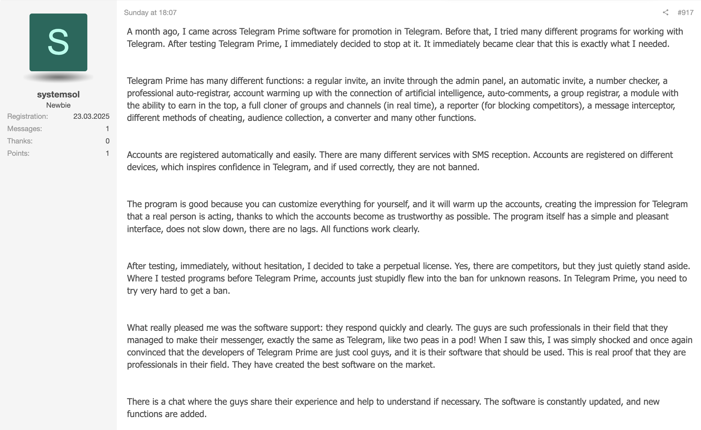 Ultimate Telegram Prime review — AI account warming, group cloner, anti-ban, and best support